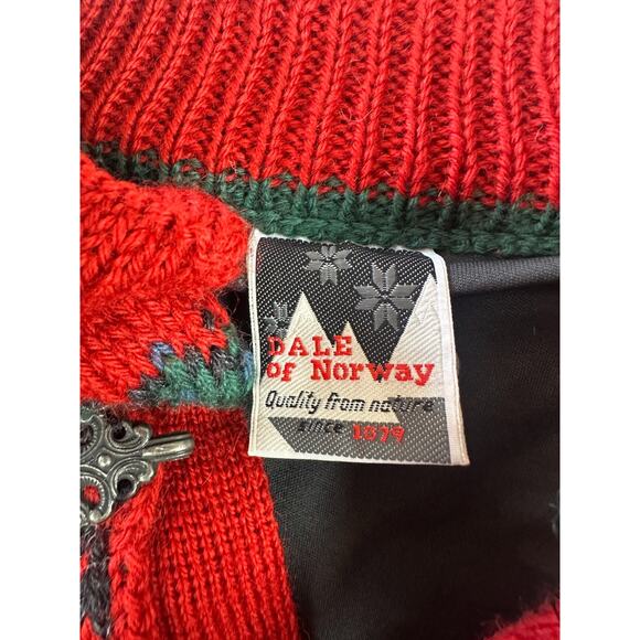 Dale Of Norway Pure Wool Lined Heavyweight Sweater Red Nordic Print Clasp Large - Picture 7 of 16